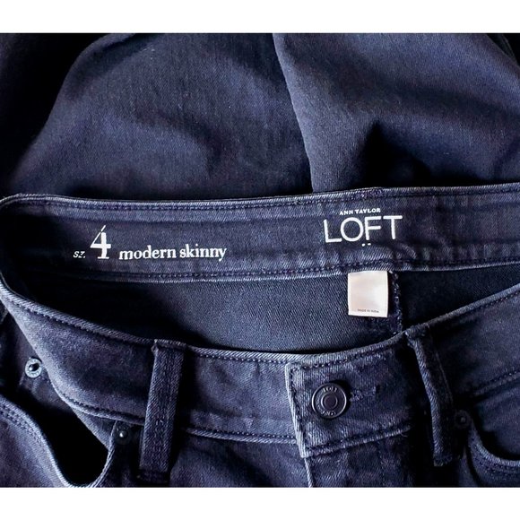 LOFT Modern Skinny Jeans Black Low-Rise 5 Pocket Design Stretch Sz 4 - Picture 4 of 4